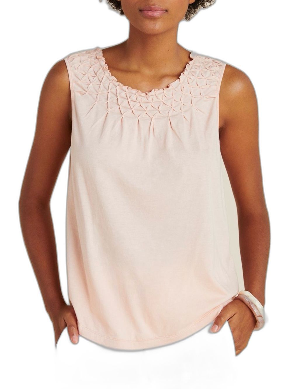 Anthropologie Maeve Justine Smocked Tank Top - Light Pink / Blush - Size M